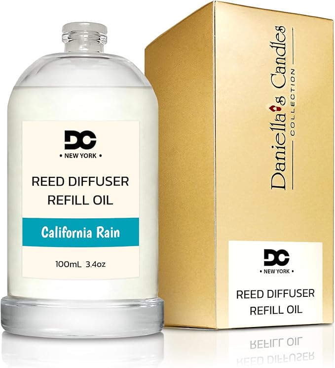 Daniella's Candles California Rain Reed Diffuser Refill Oil, 3.4oz/100ml, Premium Fragrance Oil, Home Fragrance, Long Lasting, Oil for Reed Diffusers