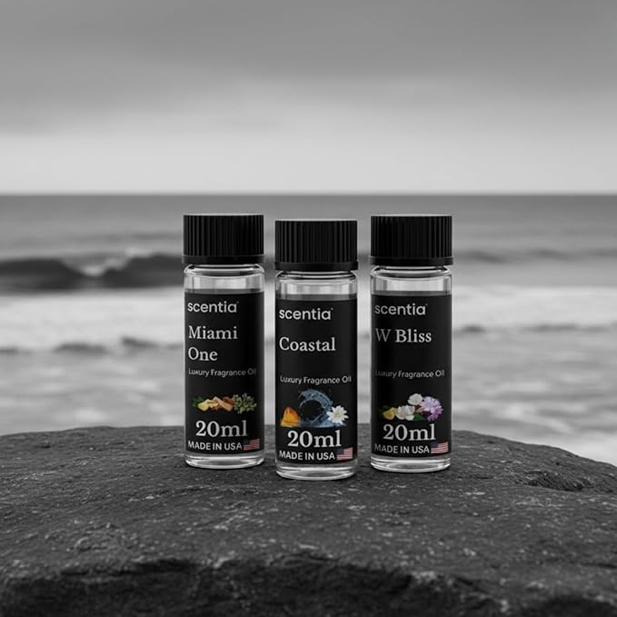 Scentia Hotel Essential Oils 3-Pack - Miami One, Coastal & W Bliss Luxury Aromatherapy Diffuser Oils - 3x20ml