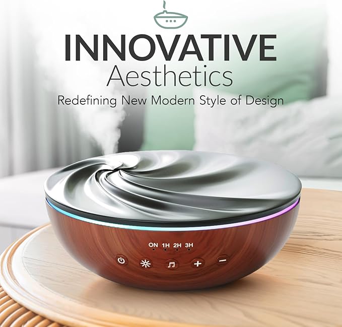 Aromatherapy Essential Oil Diffuser for Large Room, 500ml Ultrasonic Quiet Cool Mist Aroma Humidifier for Home, 8 Relaxing Sounds, White Noise, Timer, Waterless Auto-Off Safety