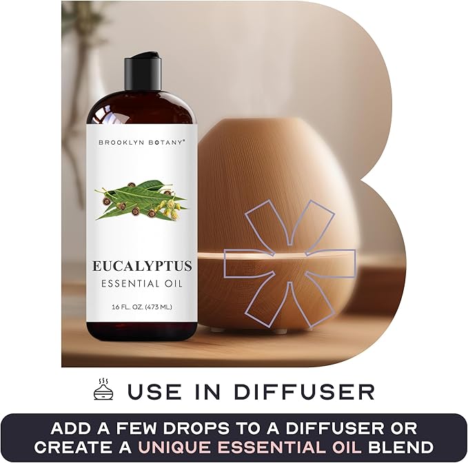 Brooklyn Botany Eucalyptus Essential Oil - Huge 16 Fl Oz - for Candle Making, Soap Making, Diffusers, and Aromatherapy