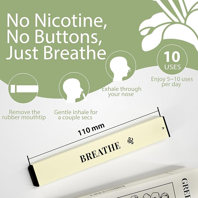 GreenMist Mullein Diffuser Pen - Refreshing Blend with Mullein Marshmallow Root Thyme Mint & Oregano Leaf - 800 Uses All-Natural Botanicals, 2 Packs