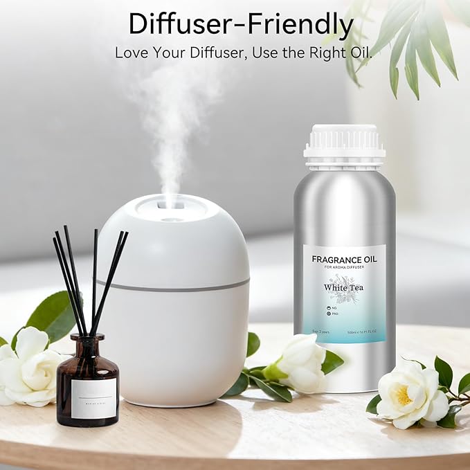 JEPEErbz White Tea Essential Oils for Diffuser (500ml / 16.9oz), Natural, Long-Lasting, Luxury Aroma, Perfect for Home, Spa & Hotel Use