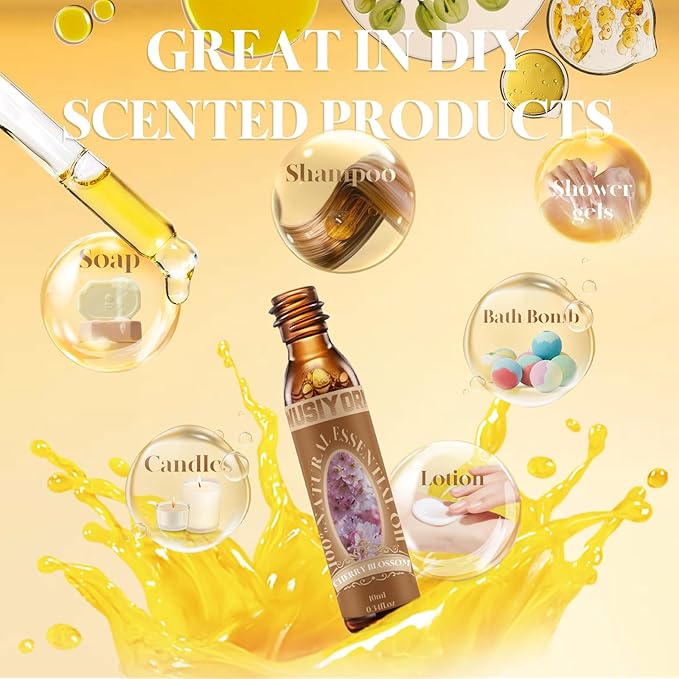 Cherry Blossom Essential Oil 10ML - 100% Pure and Natural Therapeutic Grade Oils for Aromatherapy Diffuser - 0.34 Fl Oz/Cherry Blossom