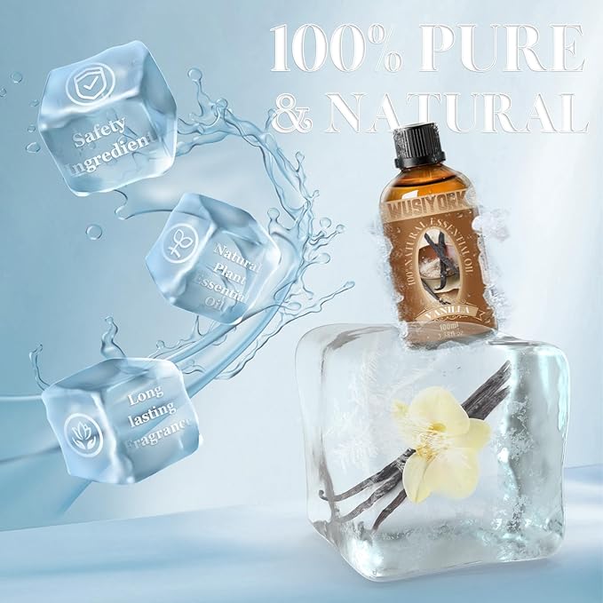 Vanilla Essential Oil 100ML - 100% Pure and Natural Therapeutic Grade Oils for Aromatherapy Diffuser - 3.4 Fl Oz/Vanilla