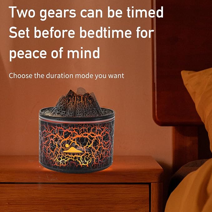 Fockety Volcano Essential Oil Diffuser, 7 Colors Night Lights Cool Mist Humidifier for Bedroom, 180ml Aroma Diffuser for Office, USB Waterless Auto Off Aromatherapy Diffuser (Black)