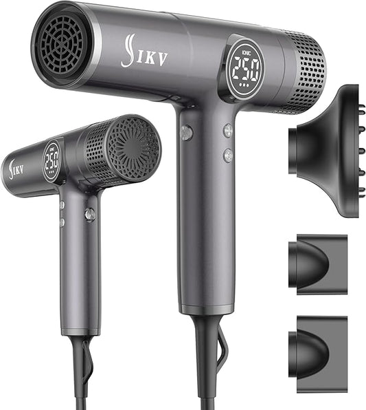 Travel Hair Dryer with Diffuser, 110V-240V Dual Voltage High-Speed Ionic Hair Dryers, 2200W Fast Drying, Lightweight, Low Noise, No Hair Damage