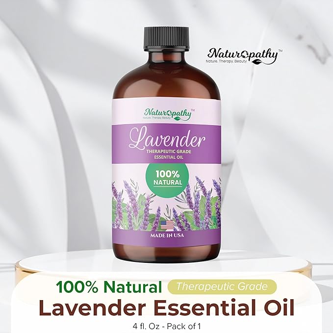 Naturopathy Lavender Essential Oil, 100% Natural Therapeutic Grade, Premium Quality Lavender Oil, 4 fl. Oz - Perfect for Aromatherapy and Relaxation