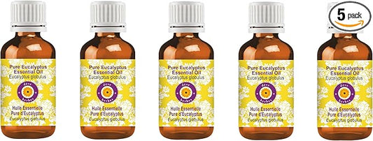 dève herbes Pure Eucalyptus Essential Oil (Eucalyptus globulus) Steam Distilled (Pack of Five) 100ml X 5(16.9 oz)