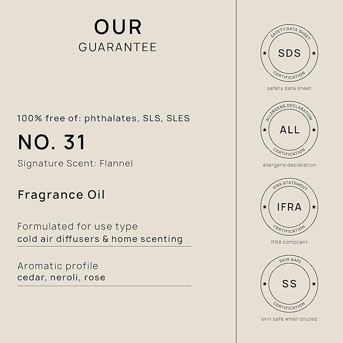 VINEVIDA [32 Fl Oz] Flannel Fragrance Oil for Cold Air Diffusers, Essential Oils for Diffuser Oil Refill & Air Freshener Room Spray