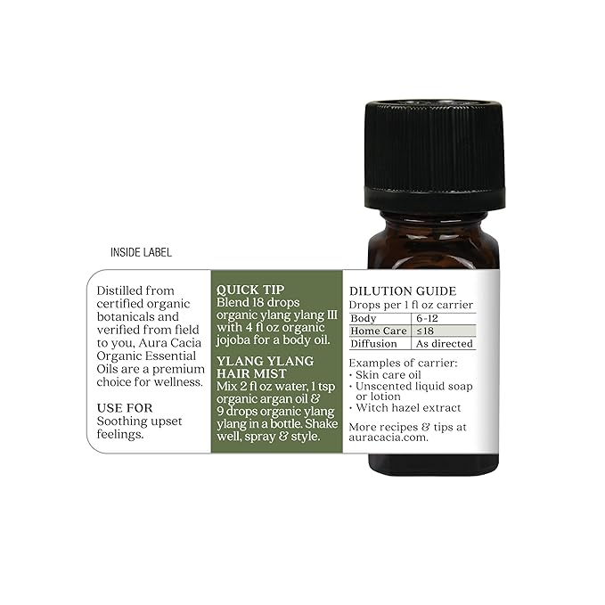Aura Cacia Aromatherapy 100% Organic Essential Oil, Ylang - 0.25 Oz