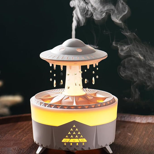 Raindrop Humidifier for Bedroom Large Room -Air Humidifiers and Aromatherapy Diffuser,Ultrasonic humidifier,Quiet humidifier with Ambient Light & 4 Timer,Waterless Auto Off