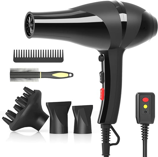 Hair Dryer, Professional Ionic Blow Dryer with Diffuser for Curly Hair,2400W Powerful Fast Drying Hairdryer Blowdryer for Women Men Home Salon Hair Styling,Constant Temp Low Noise