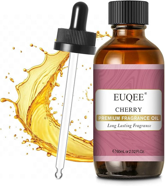 EUQEE 2.02 Fl oz Cherry Fragrance Oil, 60ml Premium Essential Oil with Glass Dropper for Diffusers, Candle & Soap Making