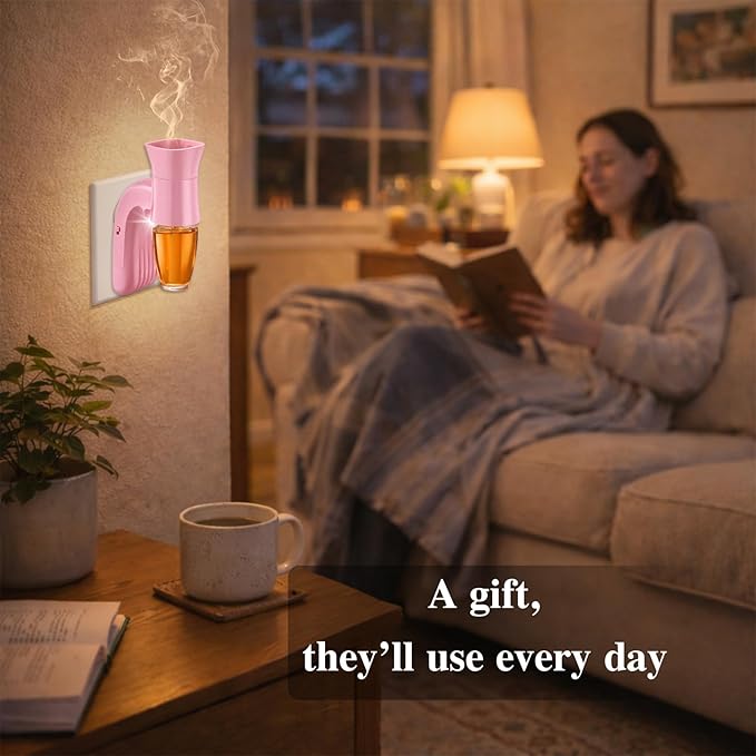1 Pack Wall Fragrance Plug in with Night Light Compatible with Bath & Body Works Wallflowers, Plug in Aromatherapy Diffuser for Bedroom, Home Fragrance, Relaxing Atmosphere - Pink