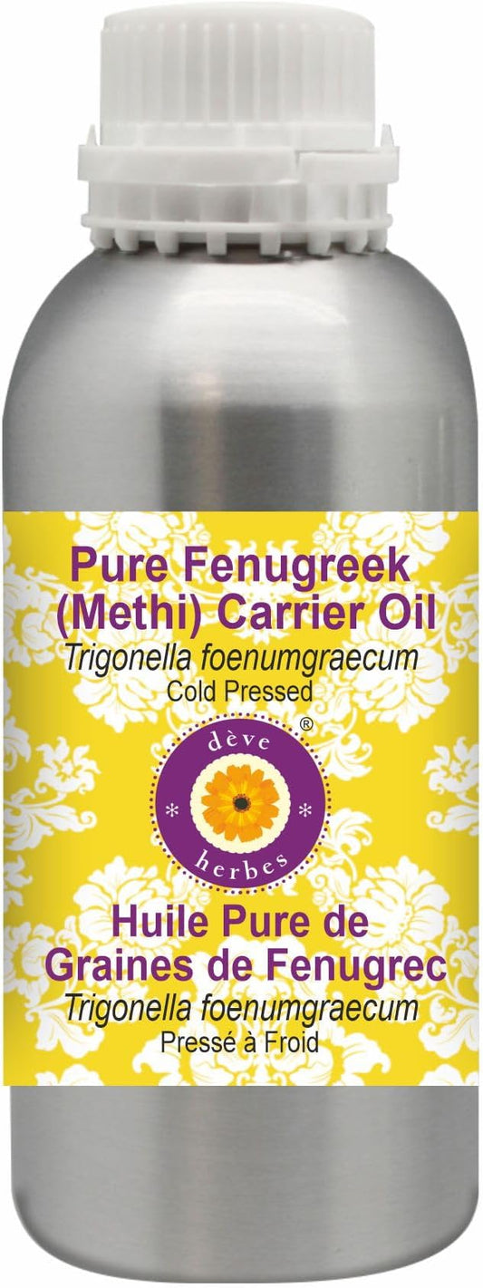 dève herbes Fenugreek (Methi) Oil (Trigonella foenumgraecum) | Cold Pressed | Pure | Natural | for Diluting Essential Oils | Hair, Skin & Massage | Non-Sticky | Lightweight | Unisex | 300ml (10 oz)