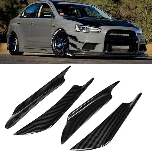 SCITOO Glossy Carbon Look Universal Front Bumper Canards Diffuser Lip Splitter Fins Bumper Splitters Aprons - 4PCS