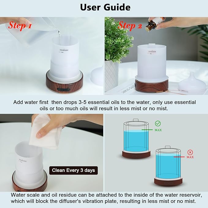 EQUSUPRO Essential Oil Diffuser Electric Cool Mist Aroma Diffuser150ml with Intermittent Mode, Auto Shut-Off Protection, 7 Colors Changing LED Light for Home Office Decor & Gift (Life Tree)