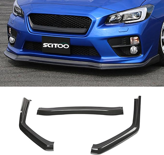 SCITOO 3PCS Front Bumper Lip Compatible for 2015-2020 for Subaru WRX STI Front Lip Spoiler Glossy Carbon Look (PP) Plastic Air Dam