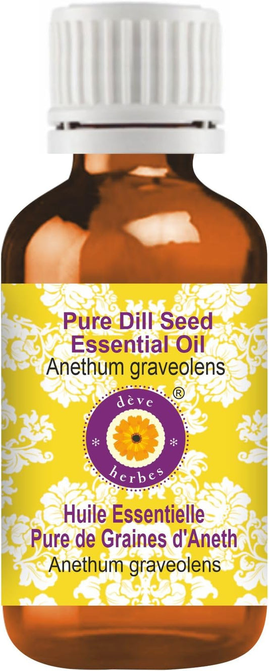 dève herbes Dill Seed Essential Oil (Anethum graveolens) Pure | Non-Sticky | Non-Greasy | Lightweight | Men & Women | All Skin Types | Steam Distilled 30ml (1 oz)