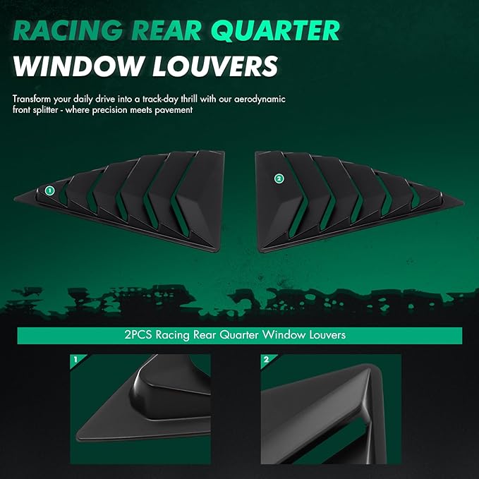 SCITOO 2PCS Rear Window Louvers 2010-2015 for Chevrolet Camaro Accessories Matte Black Racing Rear Quarter Window Louvers