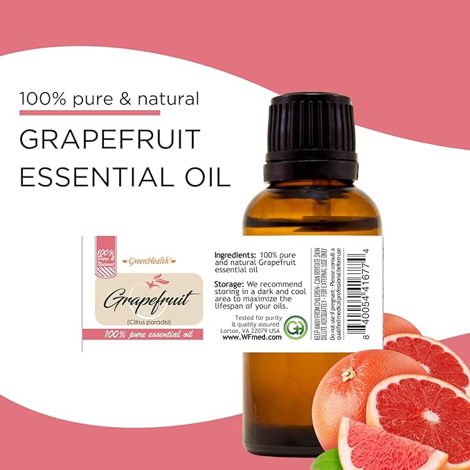 Grapefruit (Pink) Essential Oil - 128 fl oz (1 Gallon) Plastic Bottle w/Cap - 100% Pure Essential Oil by GreenHealth