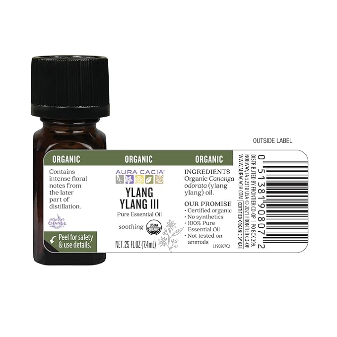 Aura Cacia Aromatherapy 100% Organic Essential Oil, Ylang - 0.25 Oz