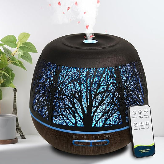 Roonbo Diffusers for Essential Oils Large Room 400ml,Essential Oil Diffuser for Home with R/C,Cool Mist Humidifiers for Bedroom,7 Colors Changed & 3 Mist Mode Waterless Auto Off for Office