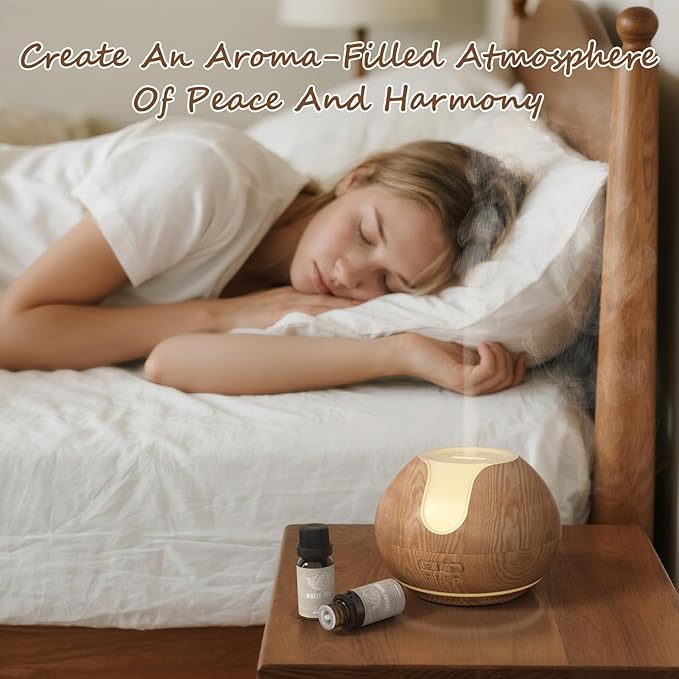 ARVIDSSON Essential Oil Diffuser 2 Pack, Ultrasonic Oil Diffusers for Home, Aromatherapy Diffuser with Mood Light, 200ml Diffuser for Essential Oils, Gift for Women - Wood Grain