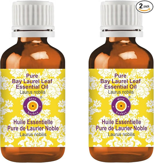 Deve Herbes Pure Bay Laurel Leaf Essential Oil (Laurus nobilis) Steam Distilled (Pack of Two) 100ml X 2 (6.76 oz)