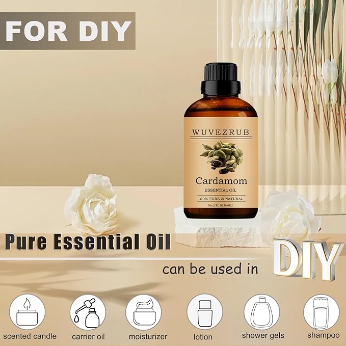 Cardamom Essential Oils 60ML, 100% Pure and Natural Essential Oil for Aromatherapy Diffuser - 2 Fl Oz/Cardamom