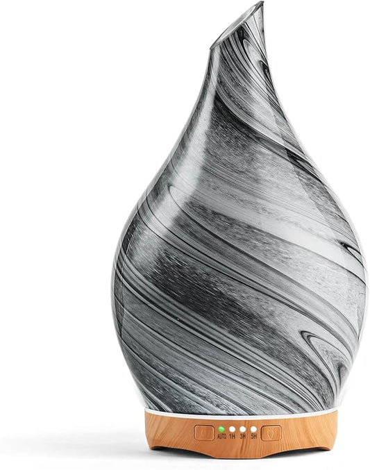 Porseme Essential Oil Diffuser Hand-Blown Glass Aroma Diffusor, Aromatherapy Unltrasonic Cool Mist deffuser, 7 Color Changing, Waterless Shut-Off, Timer Function for Home Office(280ml, Ink)