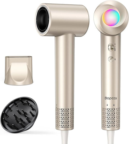 Hair Dryer, 160,000 RPM High-Speed Ionic Blow Dryer with Diffuser, Professional Hairdryer for Fast Drying, 500 Million Negative Ions, Low Noise Compact Hair Blow Dryer for All Hair Types, Gold