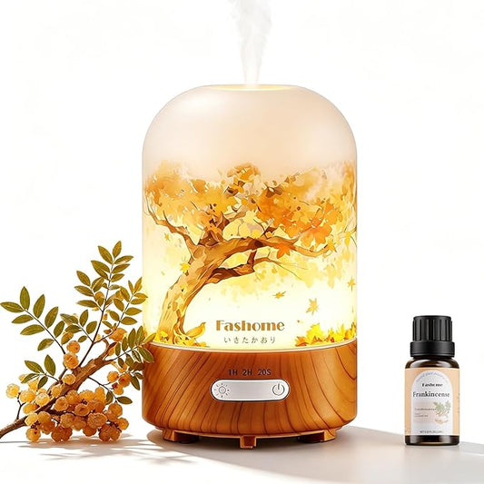 Essential Oil Diffuser, Hand Blown Glass Aromatherapy Diffuser, Ultrasonic Cool Mist Scent Aroma Humidifier, Diffuser Oil Machine Whisper Quiet with Auto Shut-Off for Home Bedroom Office(<25dB)