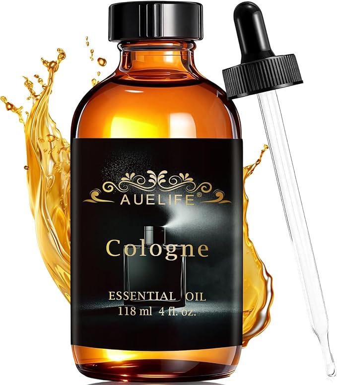 Auelife 4oz Cologne Essential Oils for Diffusers for Home - Men Fragrance Oil for Candle Making, Soap Making Supplies, Father's Day & Birthday Gifts for Him, Masculine Scent for Men Gift, 118ml