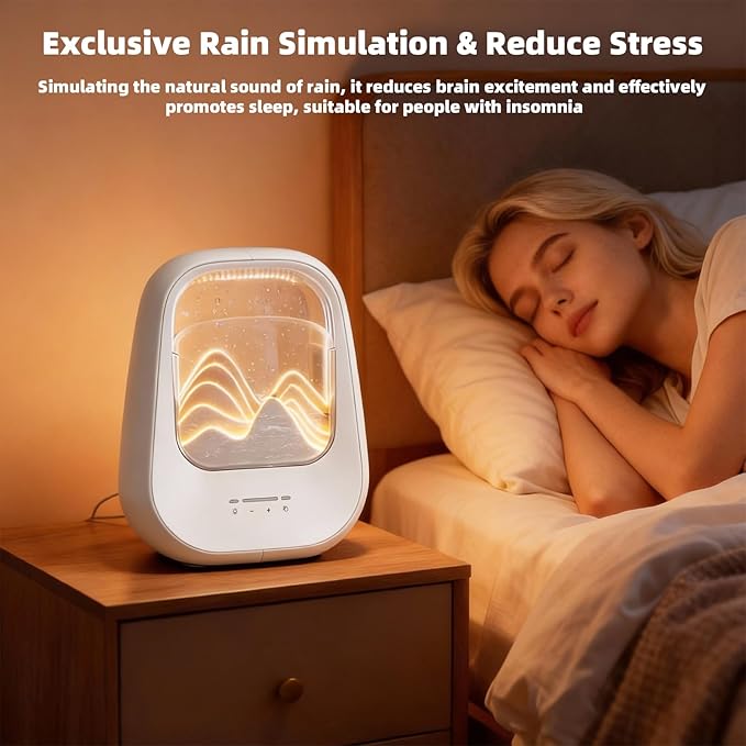 8-in-1 White Noise Sound Machine with Aroma Diffuser, Rain Sound Machine for Sleeping, Stress Relief, Waterfall Sound Machine Night Light Timer for Bedroom Office Home Decor, Cream