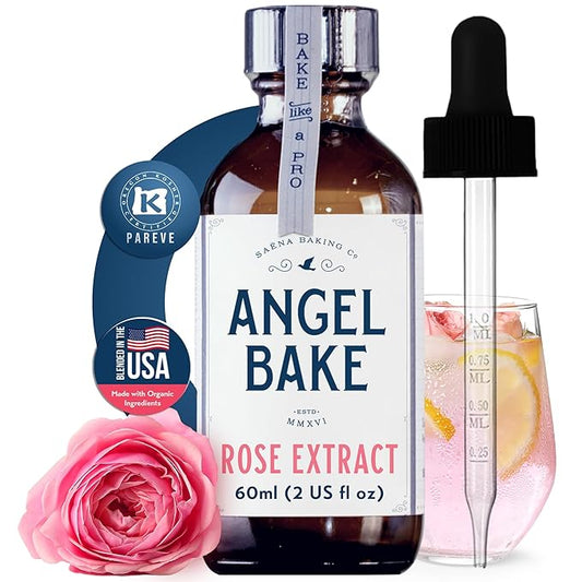 Pure Bulgarian Rose Extract for Baking & Mixology - 100 Servings Culinary Grade Rose Essence and Flavoring - Kosher, Keto Friendly, Vegan, Gluten-Free for Desserts, Beverages & Recipes (2 Oz Extract with Latex-Free Dropper)