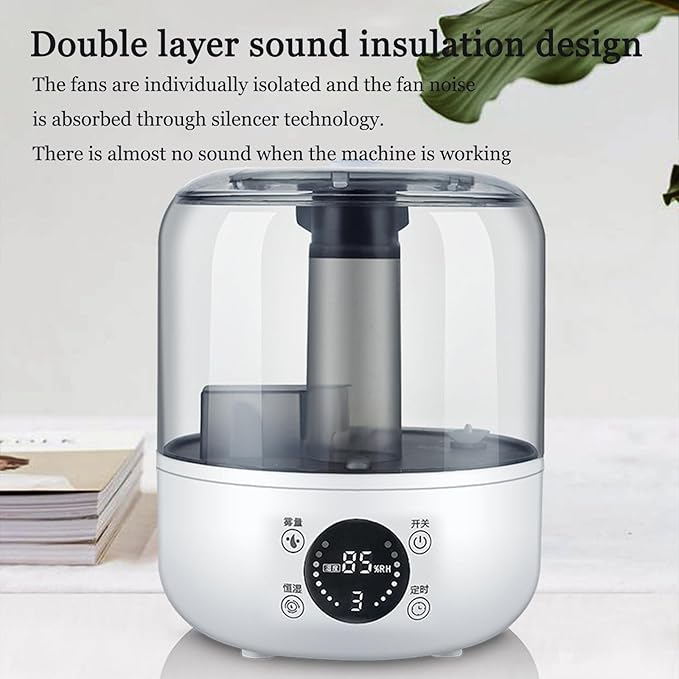 Ultrasonic Cool Mist Humidifier with Remote Control, 3L Capacity, Adjustable Mist, Safety Auto-Off Timer, 360° Double Nozzle, Mini Essential Oil Diffuser for Bedroom(White)
