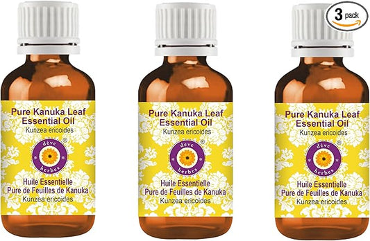 Deve Herbes Pure Kanuka Leaf Essential Oil (Kunzea ericoides) Steam Distilled (Pack of Three) 100ml X 3 (10 oz)