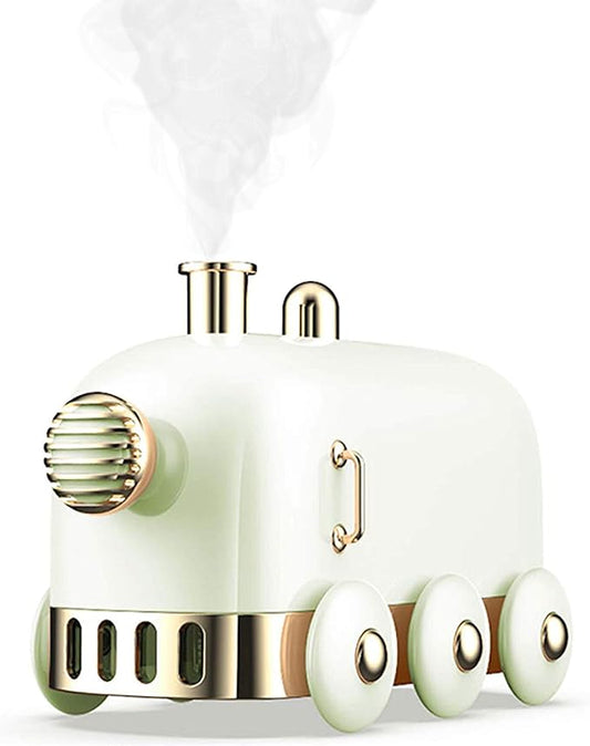 Portable Mini Humidifier, 300ml Cute Train Small Humidifier, Cool Mist Diffuser for Desktop / Office / Bedroom, Ultra Quiet, LED Light Function, USB Charge, Auto Shut Off