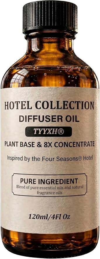 Hotel Diffuser Oil Inspired by Four Seasons Hotel – Fragrance & Essential Oil Blend for Waterless & Cold Air Diffusers – Citrus, Rose, Cedar – Long-Lasting Aroma – Aromatherapy – 4 Fl Oz Glass Bottle