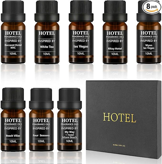 Hotel Collection Diffuser Essential Oil Gift Set,Hotel Scents for Home,Stress Relief Air Freshening,My Way,The Beach Villas and Other Luxury Hotel Scents Waterless Essential Oil Diffuser