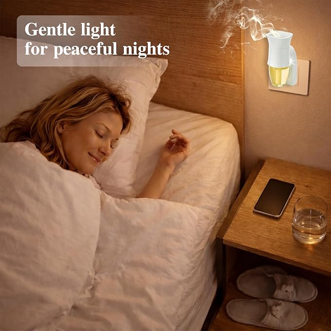 4 Pack Wall Fragrance Plug in with Night Light Compatible with Bath & Body Works Wallflowers, Plug in Aromatherapy Diffuser for Bedroom, Home Fragrance, Relaxing Atmosphere - White