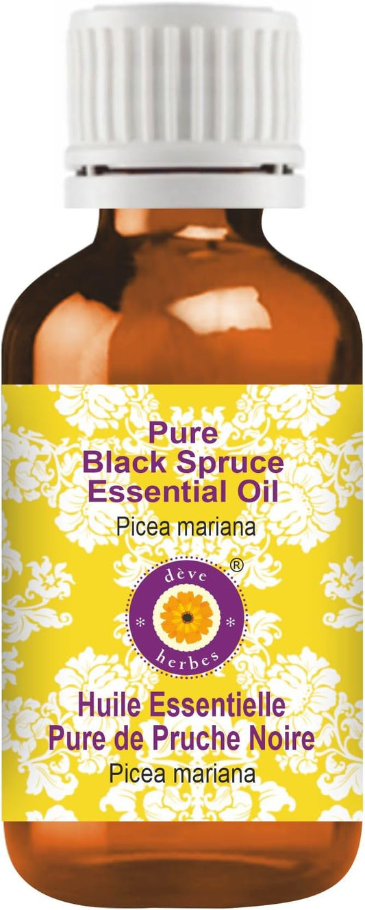 dève herbes Black Spruce Essential Oil (Picea Mariana) Pure | Non-Sticky | Non-Greasy | Lightweight | Men & Women | All Skin Types | Steam Distilled 100ml (3.38 oz)