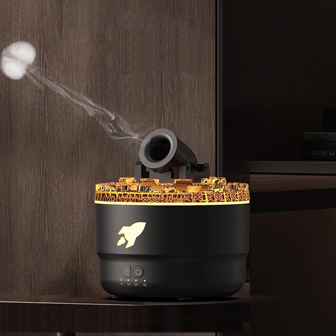 USB Fragrance Diffuser, Spiting Smoke Rings Design Cool Mist Humidifier Scent Machine for Home Bedroom Car Office Room (Black)