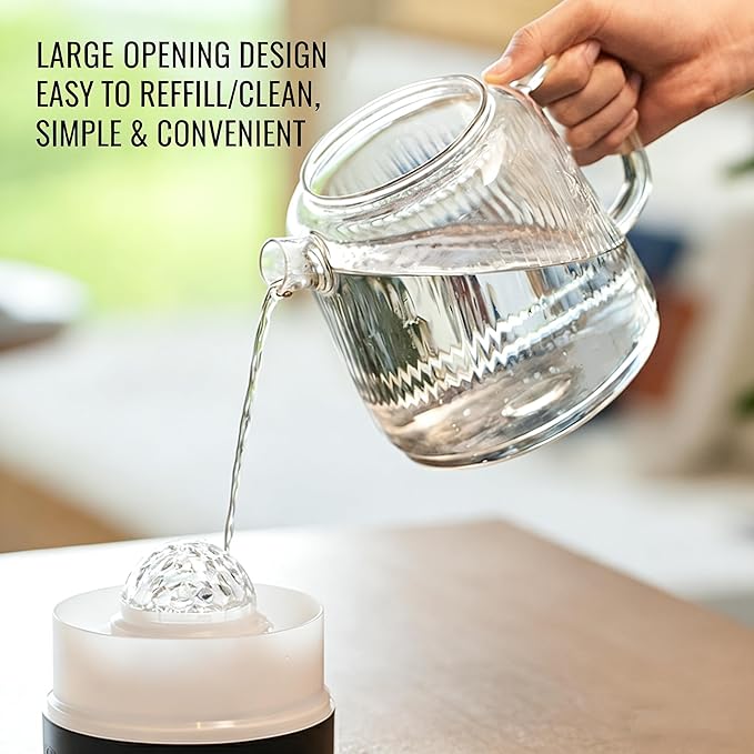 Small Humidifiers for Bedroom,Ultrasonic Cool Mist Humidifier, Water Ripple Projection Aroma Diffuser,Easy to Fill and Clean,Auto Shut-off for Safety,Desktop Humidifier for Bedroom Home Baby Plants