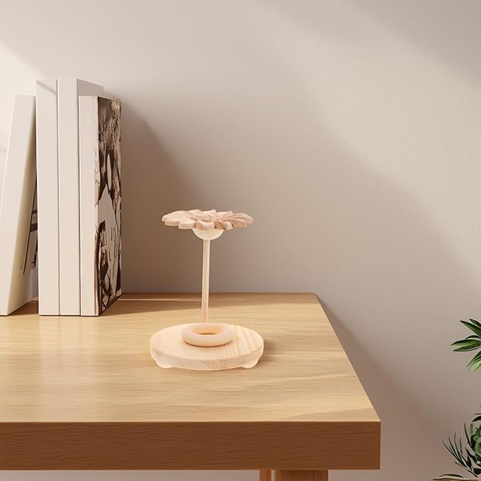 Wooden Flower Essential Oil Diffuser Stand with Base, 2-in-1 Aromatherapy Essential Oil Storage Organizer Rack for Home, Spa, and Massage Shop Use
