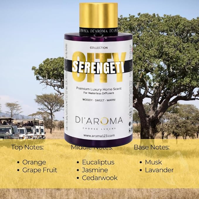 Di'Aroma Serengeti Aroma Oil Blend 120ml – Premium Diffuser Oil for Home, Waterless & Essential Oil Diffusers, Long Lasting Home Fragrance, City Collection, Made in USA (120ml, Serengeti)