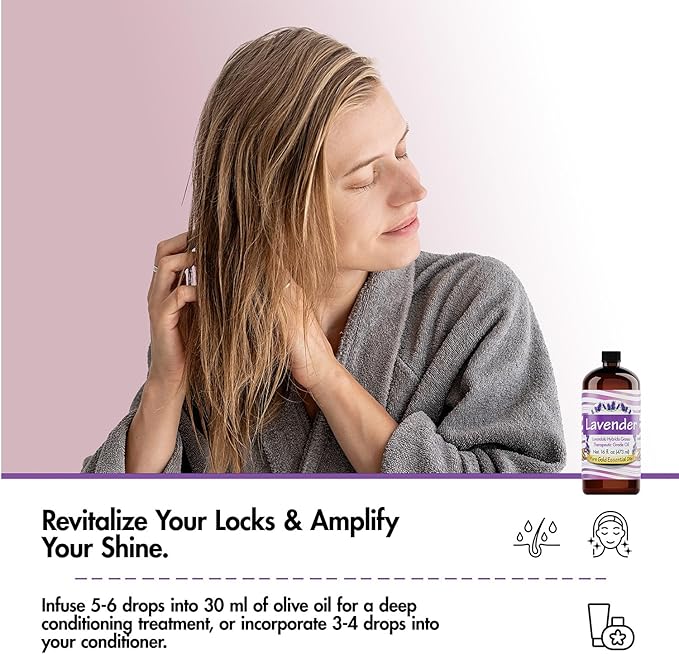 Pure Gold Essential Oils - Bulk 16oz - Perfect as Lavender Oil Spray & for Creating Relaxing Atmosphere - Oil for Cleaning - Large Bottle - Burning Oil
