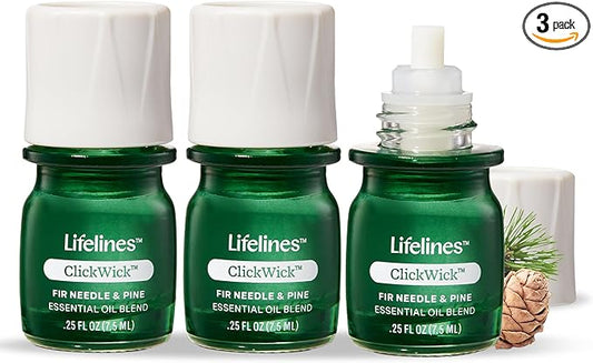 ClickWick Essential Oil Blends for Lifelines Diffusers, 3-Pack Walk in The Woods Set - Essential Oil Blend Refill for Candle, Plant & Shower Aromatherapy Diffuser - Fragrance for Diffusers