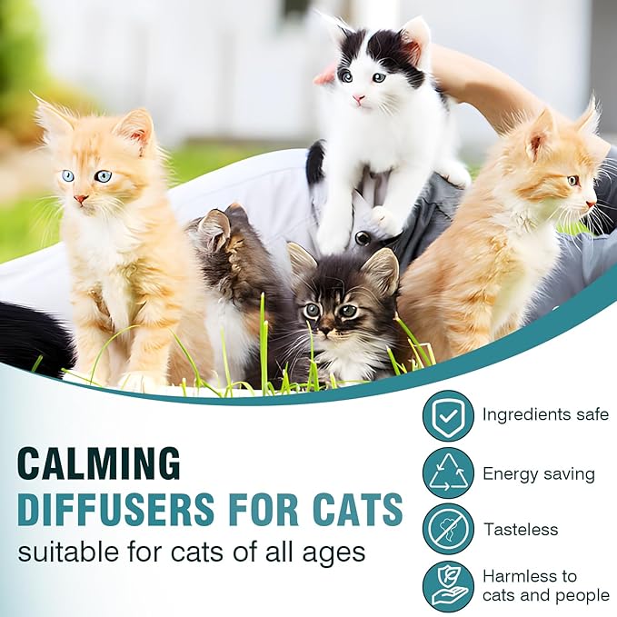 8 in 1 Multicat Cat Calming Diffuser Pheromone Diffuser Pheromones Plug in Refill for Stress and Anxiety Relief Products Anti Aggression for Cats Spraying No More Stop Cat from Urinating